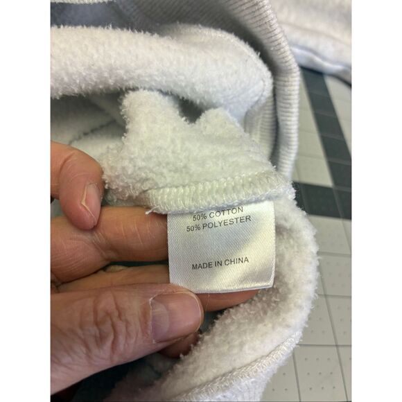 White Fox Pullover Hoodie with Light Blue Print in Front and Back in Light Gray - Picture 8 of 9